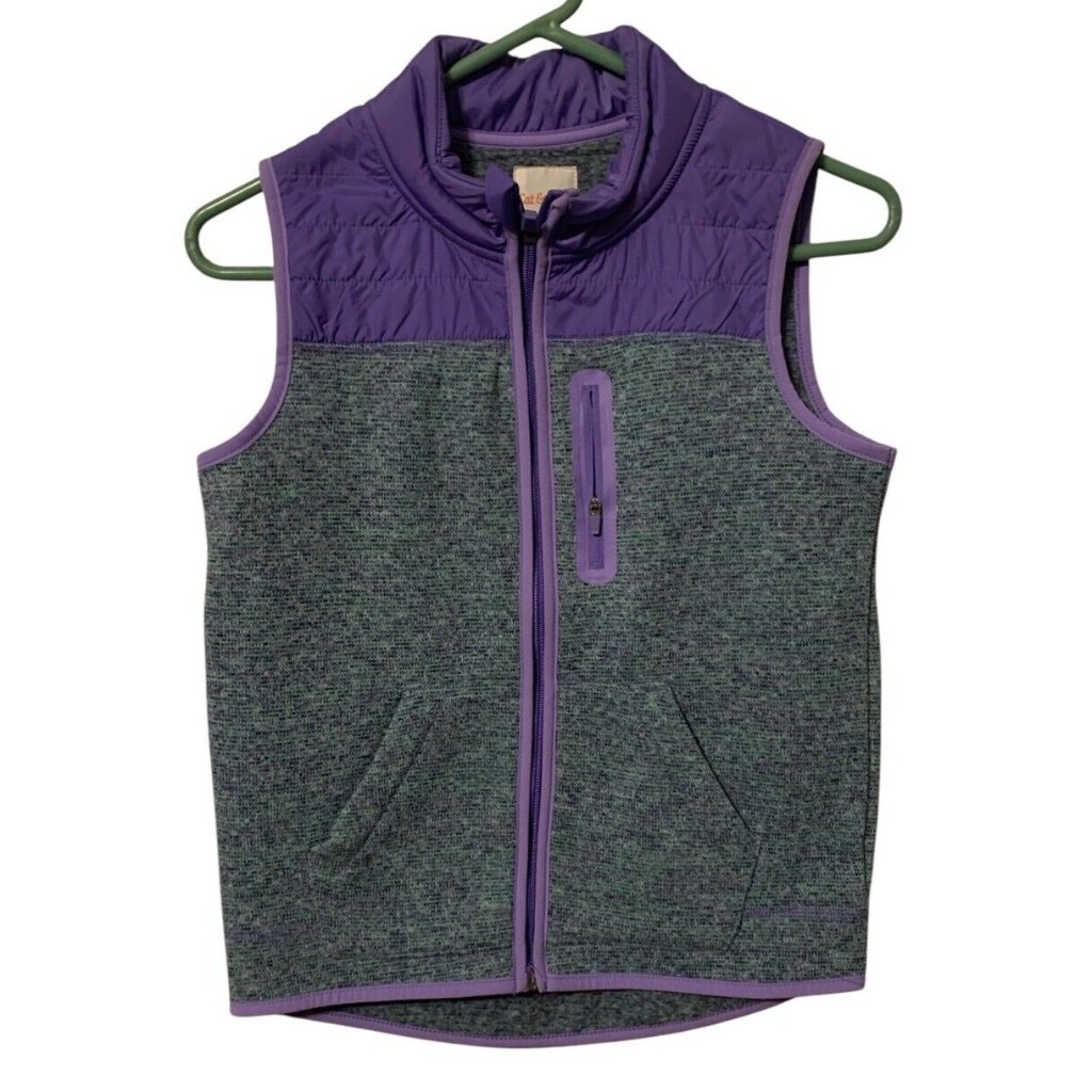 Cat & Jack Girls Purple Zipper Warm Vest Size Large 10/12